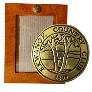 Ekwanok Country Club Picture Frame w/ Brass Logo Emblem Manchester VT